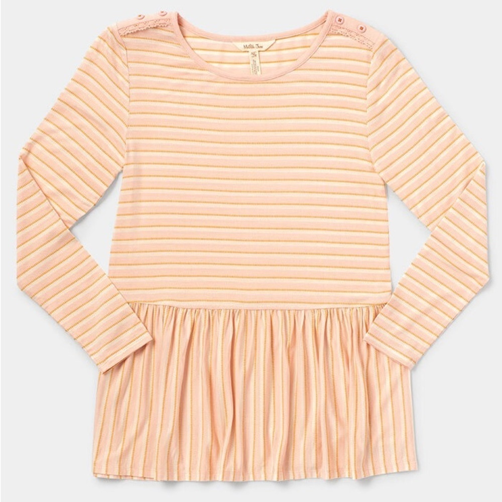 Matilda Jane Peach Striped Ruffle Blouse